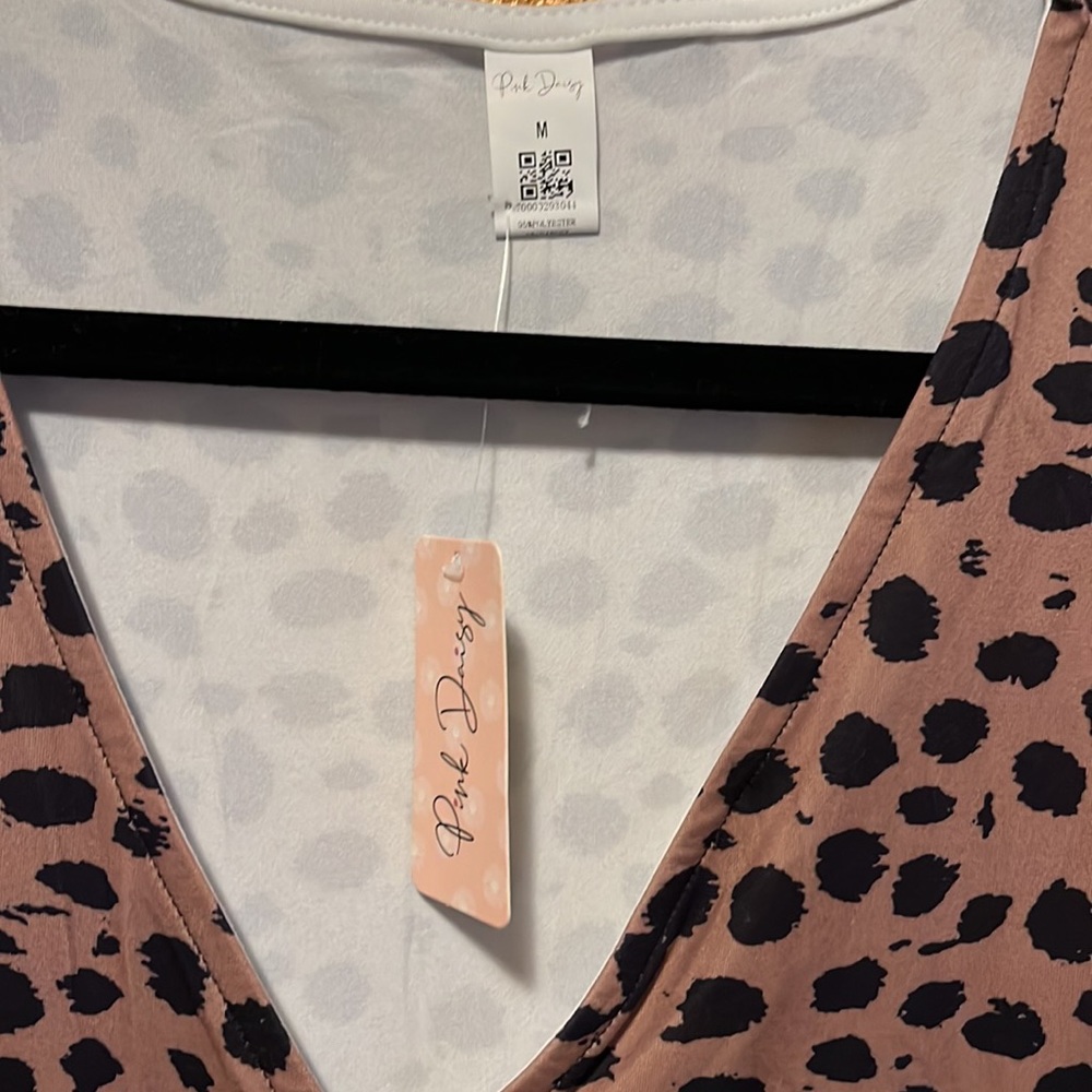 Tan & Black Speckle animal Print Ruffle-Sleeve Surplice Dress - Picture 4 of 5